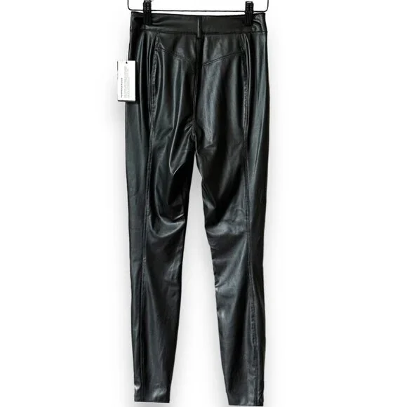 GUESS Women's Soto Faux Leather Skinny Pant Jet Black Sz 0 - Picture 4 of 12